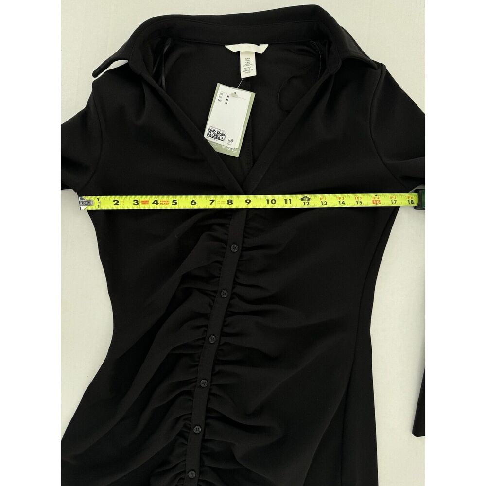 H&M Draped Dress Size M Shirt Button Down Rouched Gathered Dark Academia - Picture 8 of 16